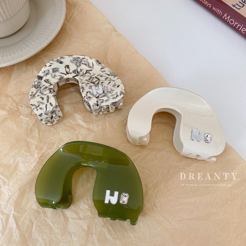 Kẹp Tóc Hình Vòm Chữ H Đính Đá Đơn Giản Thời Trang Hàn Quốc