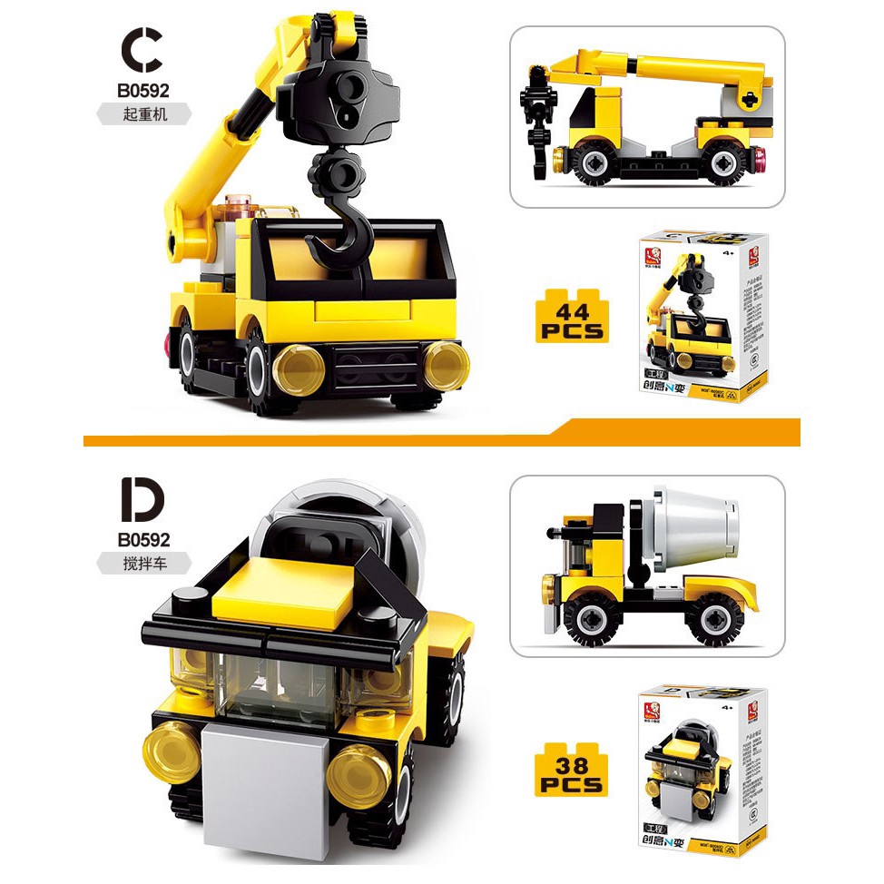 Bộ Đồ Chơi Lắp Ráp Mô Hình Xe Công Trình Rèn Luyện Óc Sáng Tạo Cho Bé