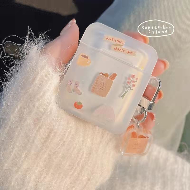 Vỏ Bảo Vệ Hộp Sạc Tai Nghe AirPods 1 2 Pro 3 Họa Tiết Hoa Tím Kiểu Hàn Quốc Kèm Móc Khóa Xinh Xắn