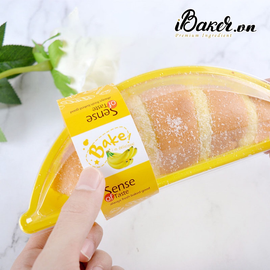 [SỈ GIÁ TỐT] Hộp Nhựa Đựng Bánh Hình Quả Chuối Vàng kèm tem vàng độc đáo JM510