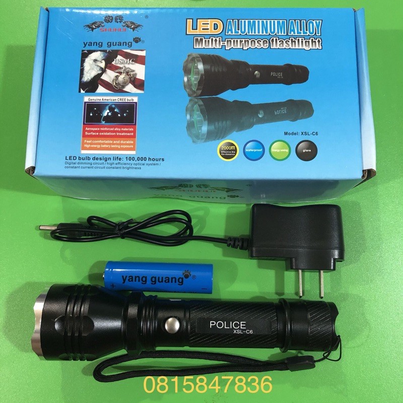 💁đèn pin siêu sáng police C6 , màu đen