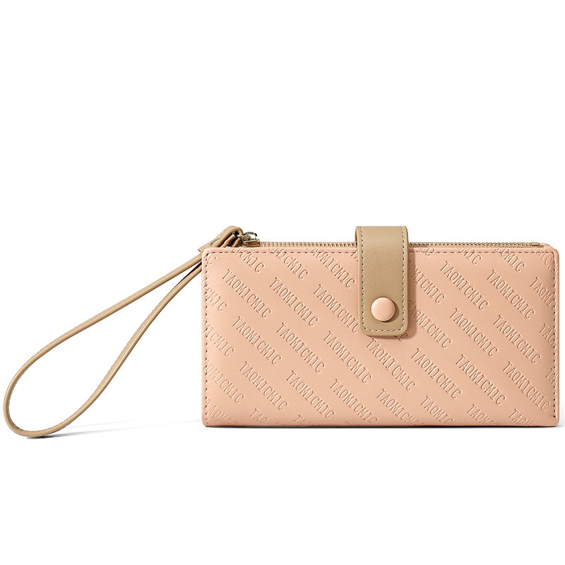 Ví dài cầm tay PIERRE LOUES có khóa kéo nhiều ngăn đựng thẻ tiện dụng thời trang cho nữ