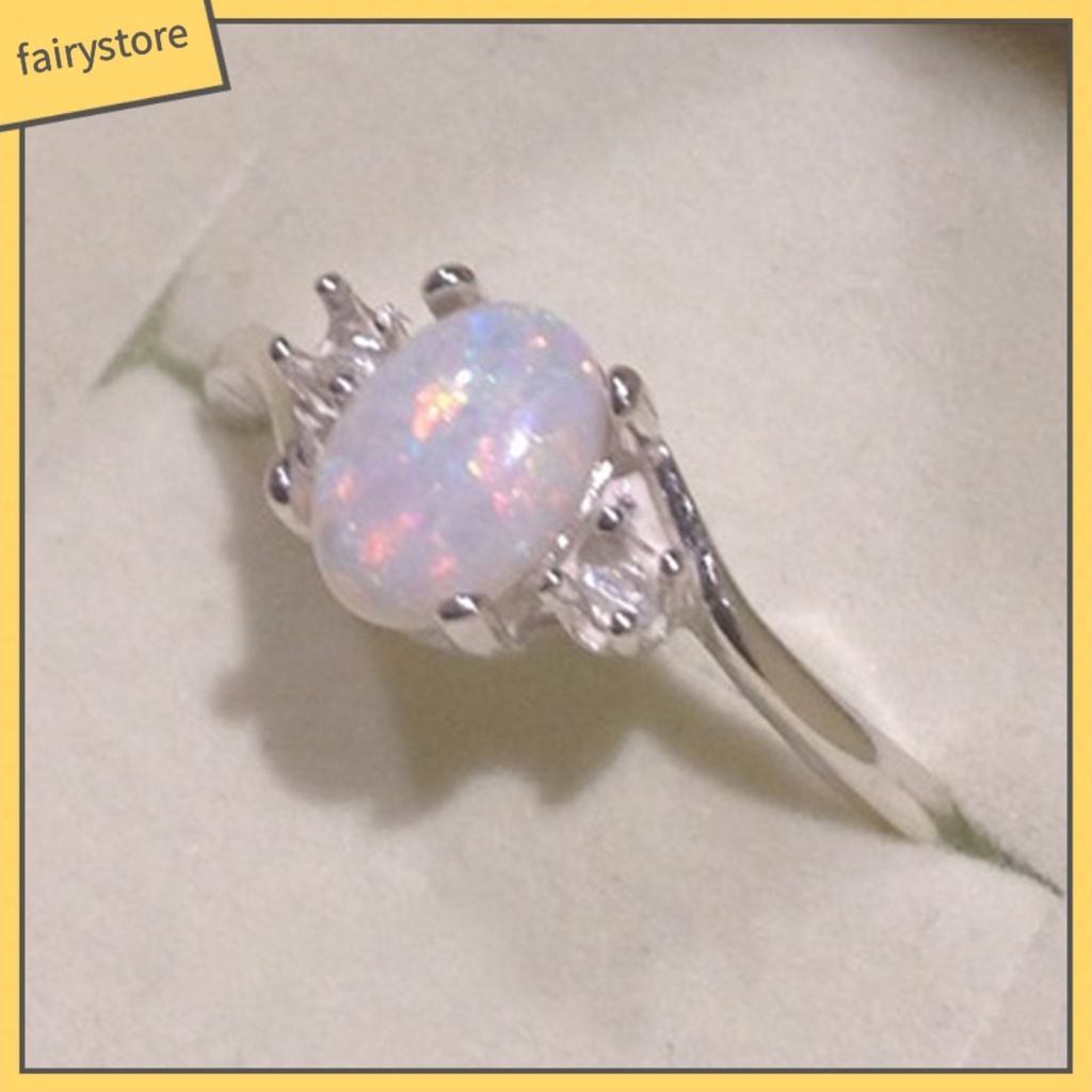 Nhẫn Hợp Kim Đính Đá Opal Nhân Tạo Thời Trang Cho Nữ