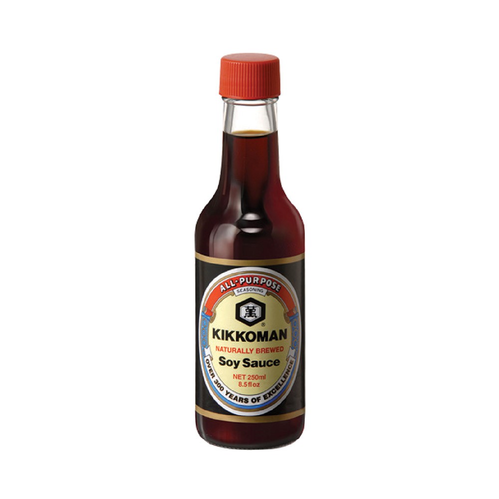 Nước tương soy sauce hiệu Kikkoman (chai thủy tinh) 250ml - Hàng Chính Hãng