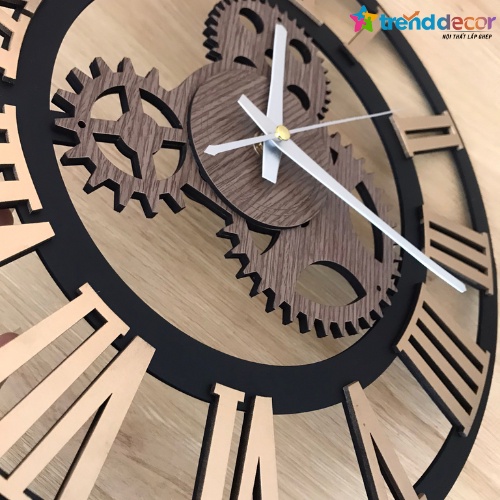Đồng Hồ Gỗ Treo Tường Bánh Răng Cưa Phong Cách Châu Âu Sang Trọng  - Trenddecor