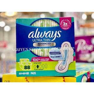 Băng vệ sinh thấm hút nhanh, chống tràn, có cánh , dùng cho ban ngày - Always ultra thin