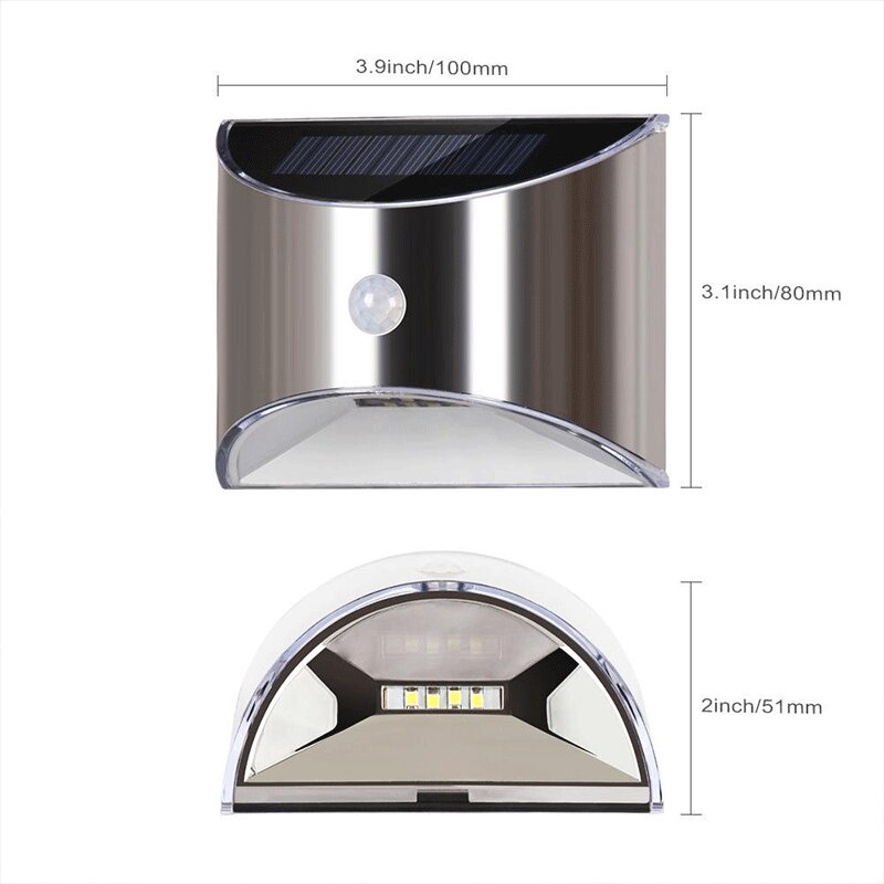 Đèn Led 4 Bóng Sử Dụng Năng Lượng Mặt Trời Chống Thấm Nước Gắn Tường Trang Trí Sân Vườn