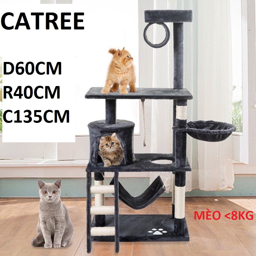 Nhà cây cho mèo, Catree cho mèo mẫu lớn kích thước 60cm x 40cm x 135cm