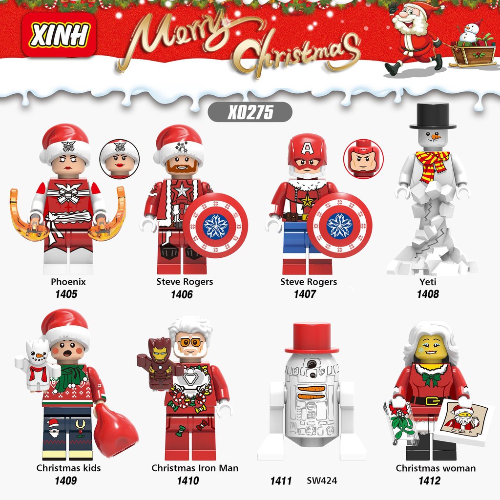 Minifigures Avenger Phiên Bản Giáng Sinh Noel Ironman Steve Yeti Mẫu Mới Ra Siêu Đẹp X0275