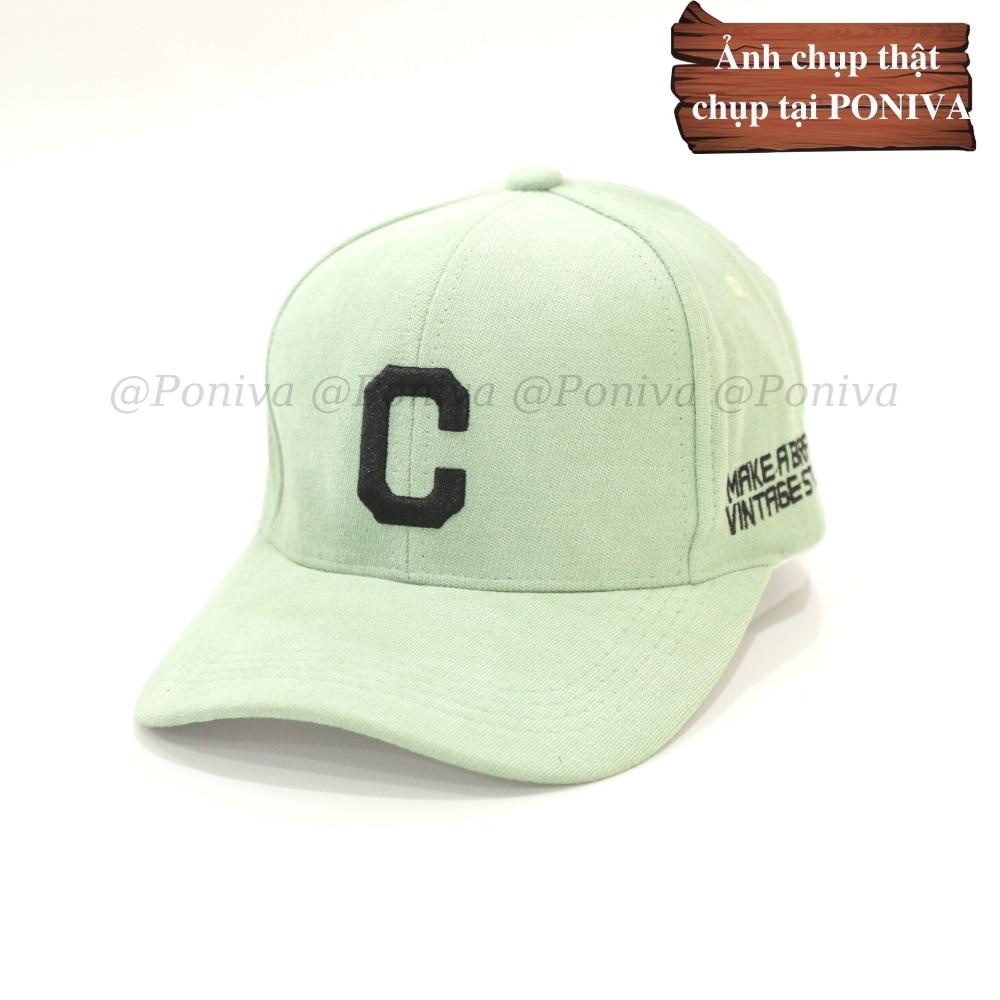 Mũ lưỡi trai ❤️ Nón kết thêu chữ C chất nhung mịn form unisex C007 phong cách Ulzzang Thời trang PONIVA siêu hot