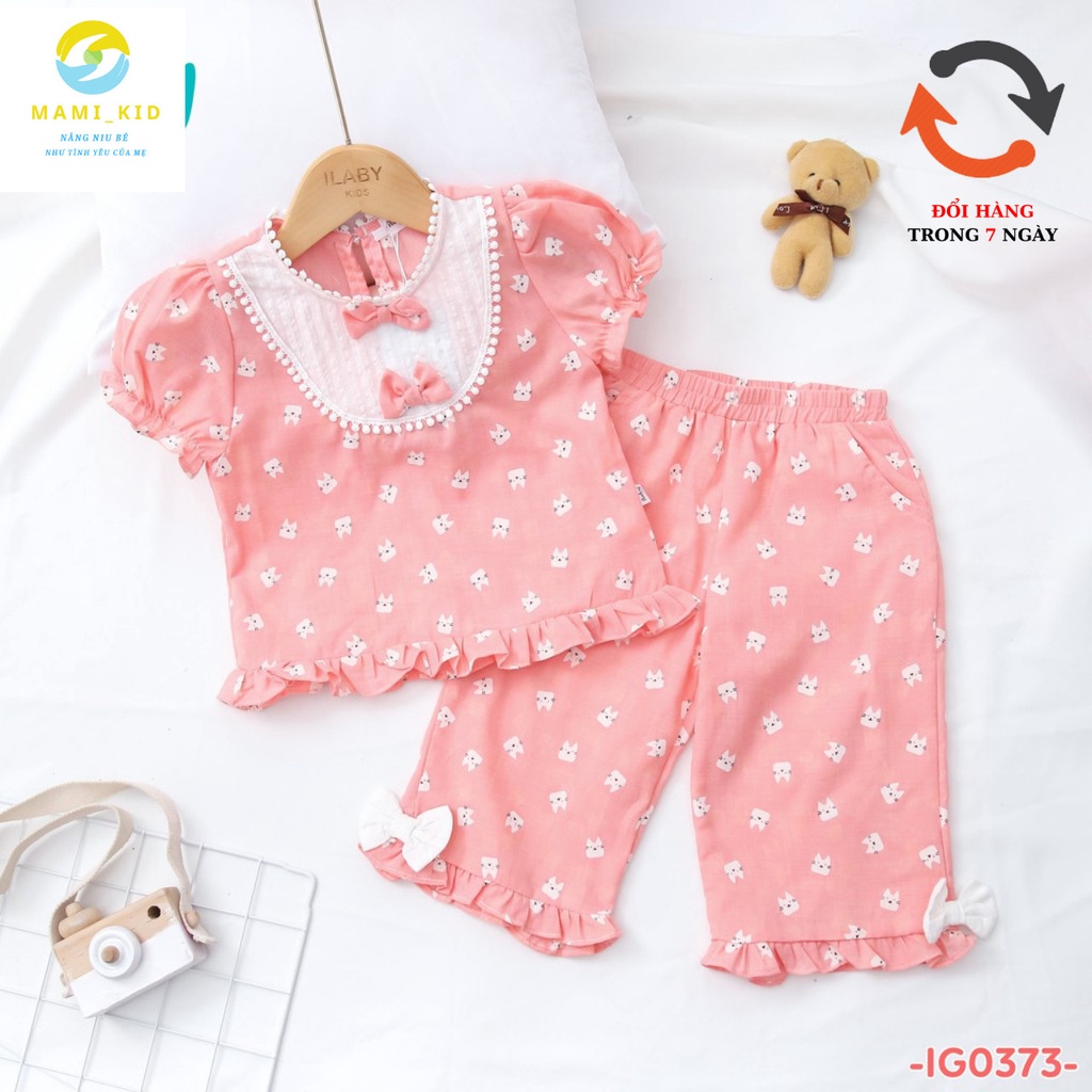 bộ đồ bé gái vải đũi siêu mát, 12-38kg ,Mamikid