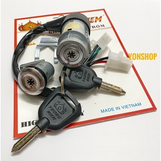 Bộ Ổ Khoá Xe Wave Alpha Đời 2007->2015 2 Giắc Chìa 6 - 8 Cạnh Chống Trộm Chính Hãng VƯƠNG NIỆM