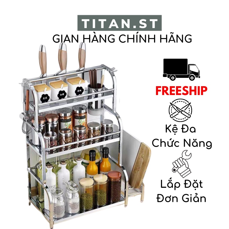 Kệ Gia Vị, Kệ Đựng Gia Vị Nhà Bếp Inox Không Gỉ Đa Năng Tiện Lợi titan.st