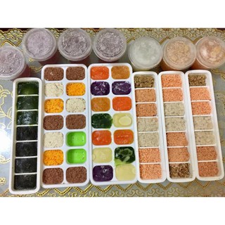 Set 2 khay chia đồ ăn dặm có nắp đậy.