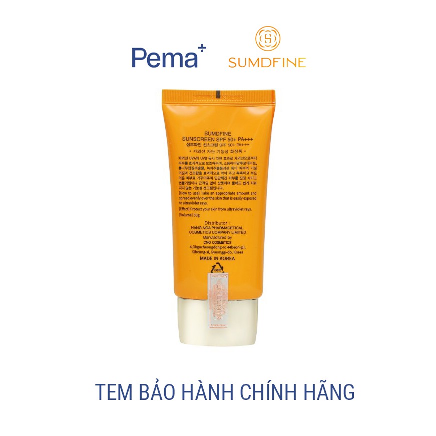 KEM CHỐNG NẮNG SUMDFINE MỌI LOẠI DA - KEM CHỐNG NẮNG VẬT LÝ NÂNG TONE SPF 50+, PA+++