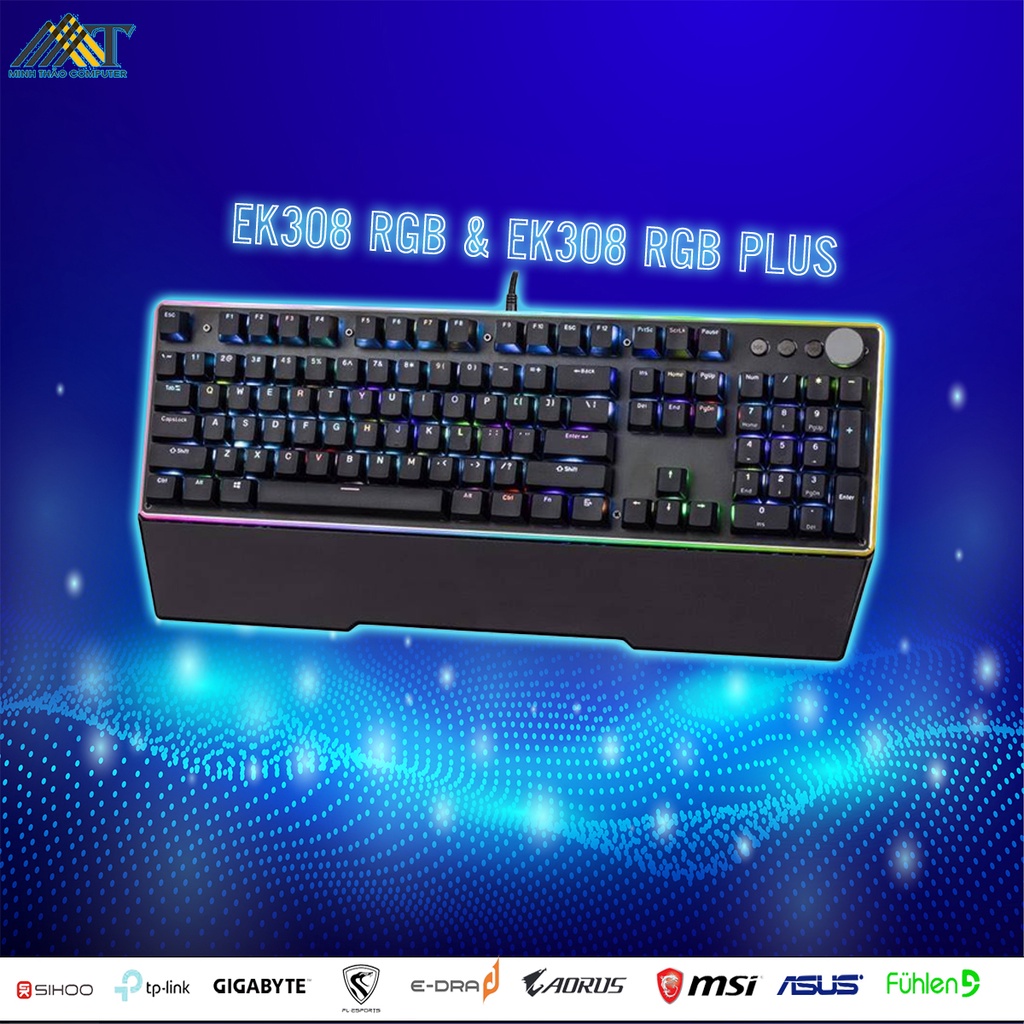 Bàn phím cơ E-DRA EK308 RGB & EK308 RGB PLUS - Chống nước tuyệt đối - Led Viền RGB - BH 24 tháng
