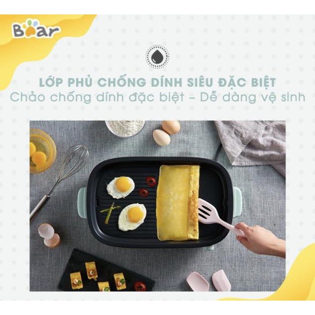 (Sẵn) Nồi lẩu nướng đa năng 3 Trong 1 Bear DHG-C40D5 kèm 1 ngăn lẩu, 1 ngăn nướng, 1 khay nướng cupcake có thể tháo rời