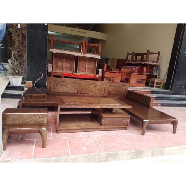 Sofa gỗ góc L chân hươu mẫu SG06