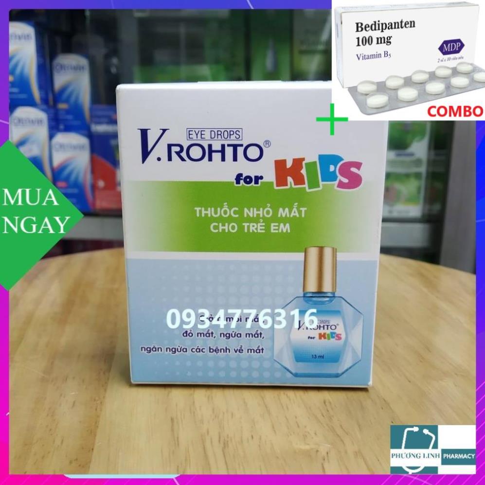 Combo Bedipanten 100mg +  Nước nhỏ mắt VRohto Kid - dinh dưỡng cho mắt bé