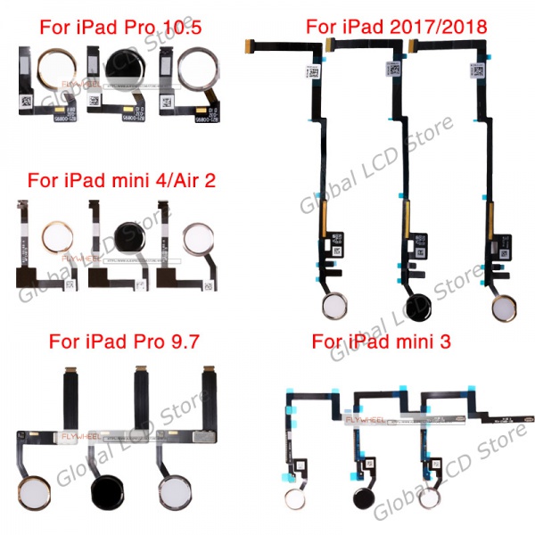 1 Nút Home Kèm Dây Cáp Màu Trắng/Đen/Vàng Thay Thế Chuyên Dụng Cho iPad 2017 2018 Mini 3 4 Air 2 Pro 9.7 10.5 inch