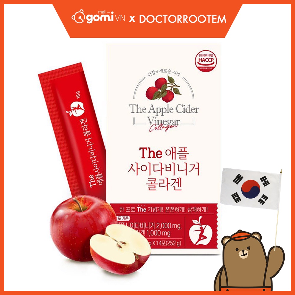 Thạch Giấm Táo Hữu Cơ Bổ Sung Collagen DoctorRootem The Apple Cider Vinegar Collagen (Hộp 14 gói) GomiMall