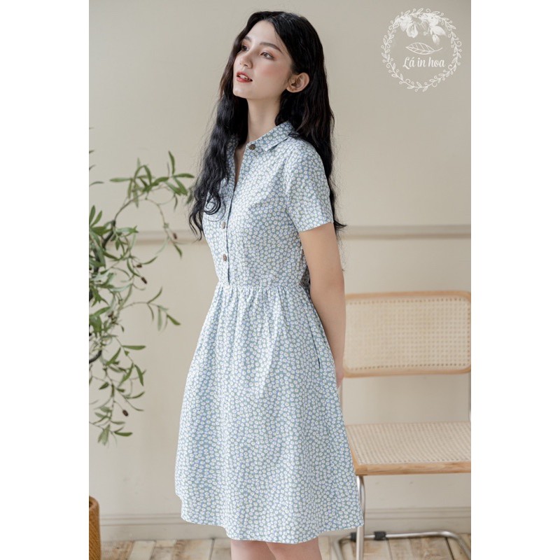 [Mã SKAMSALEP6 giảm 10% tối đa 100K đơn 150K] váy xanh nước biển thắt eo