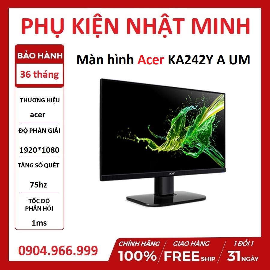 Màn hình máy tính Acer KA242Y A UM.QX2SV.A01 23.8 inch FHD tấm nền VA NEW chính hãng bảo hành 36 tháng