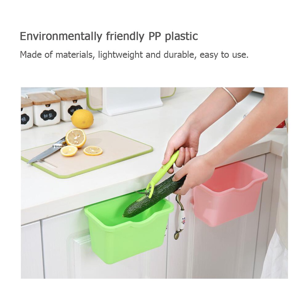 Kitchen Cabinet Door Plastic Basket Hanging Trash Can Waste Bin Garbage Bowl Box burang
