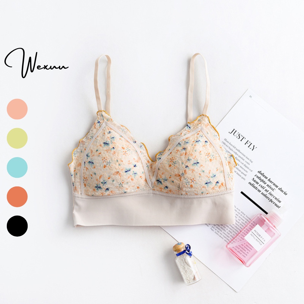 Áo ngực nữ Wexuu áo bra hoa nhí trẻ trung ngọt ngào, không gọng đệm mỏng viền Su siêu thoải mái - BR17