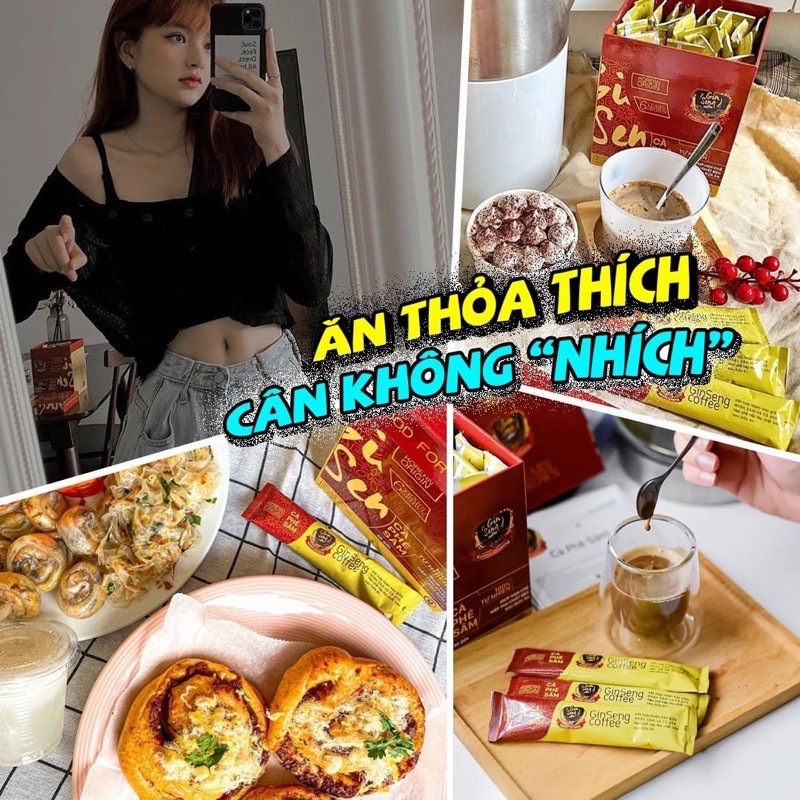 Cà phê sâm Ginseng Coffee uống liền 1 hộp 30 gói (đơn 2 hộp tặng kèm phát đồ hoặc thước dây)