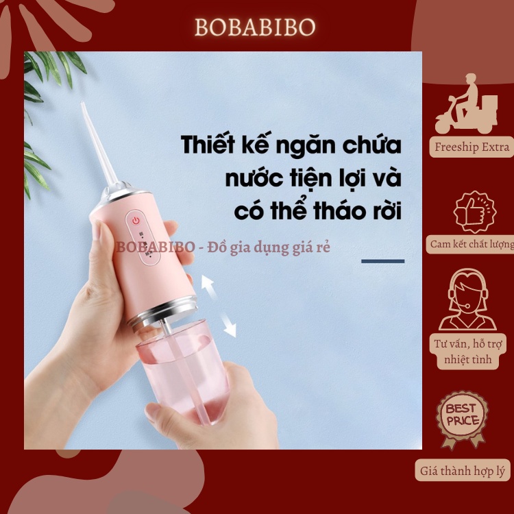 Máy Tăm Nước Vệ Sinh Răng Miệng Công Nghệ Châu Âu 4 Đầu Vệ Sinh Tiện Lợi Không Thấm Nước Bobabibo