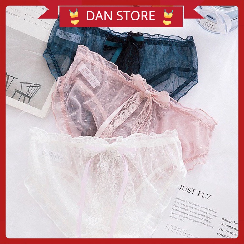 Quần Lót Nữ - Quần Lót Ren Nữ Sexy thiết kế mềm mại chấm bi đính nơ sexy DAN STORE MÃ C883
