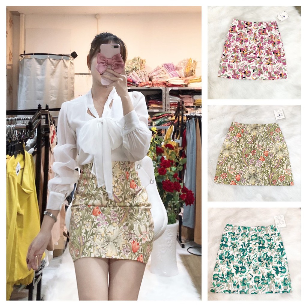Hình thật - Chân váy ngắn họa tiết⚡ FREESHIP ⚡ hàng thiết kế nhiều màu nhiều size chất gấm, dày mịn có quần trong
