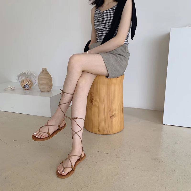 Giày Sandal Đế Mềm Thắt Dây Thời Trang Đi Biển
