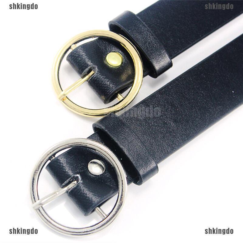 THINH Thắt lưng da nữ khóa tròn kim loại thời trang