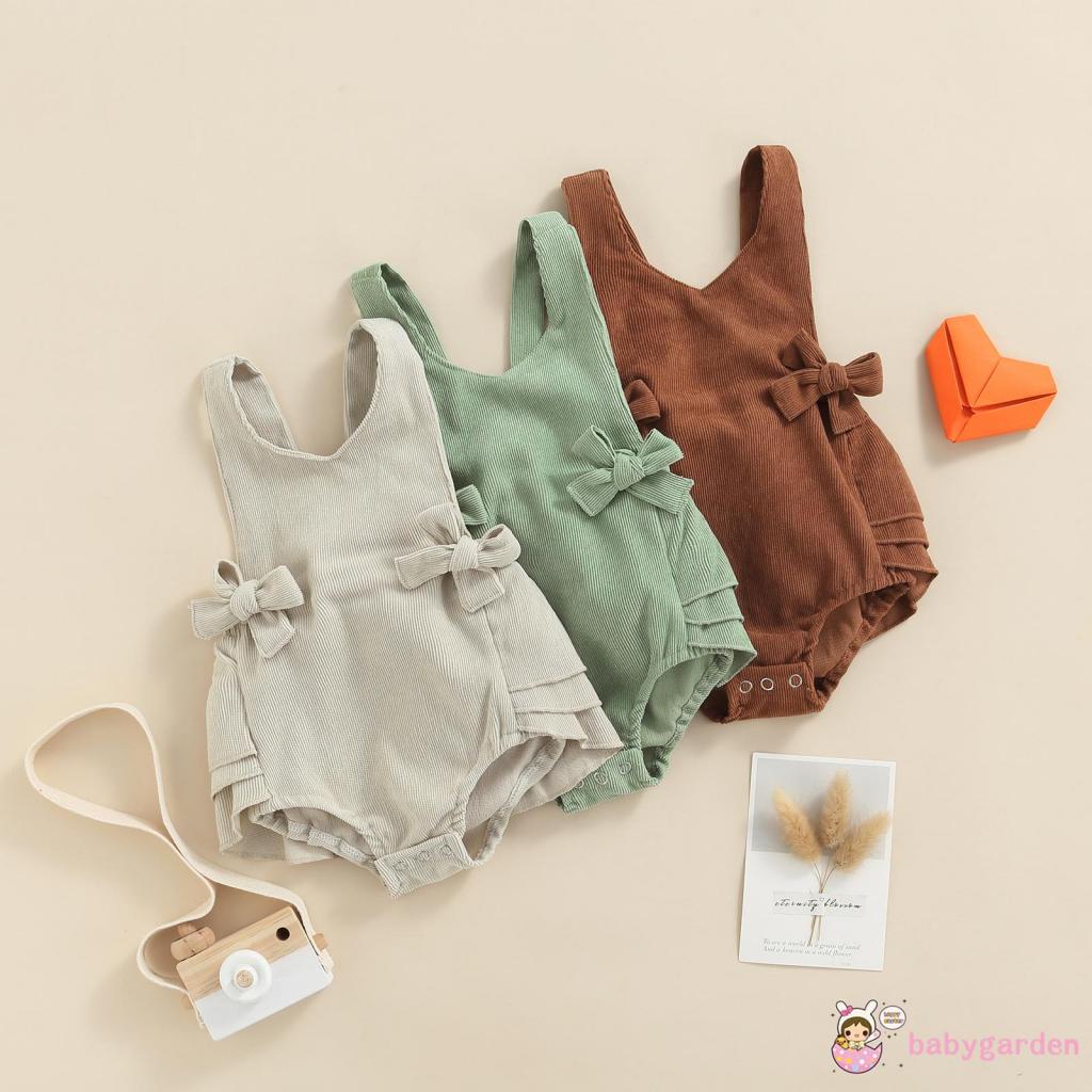 Bộ Áo Liền Quần Bằng Vải Nhung Không Tay Màu Trơn Dành Cho Bé Trai 0-18 Tháng Tuổi