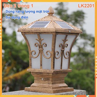 Đèn trụ trang trí cổng nhà cao cấp năng lượng mặt trời tiết kiệm_220v_ lk2201