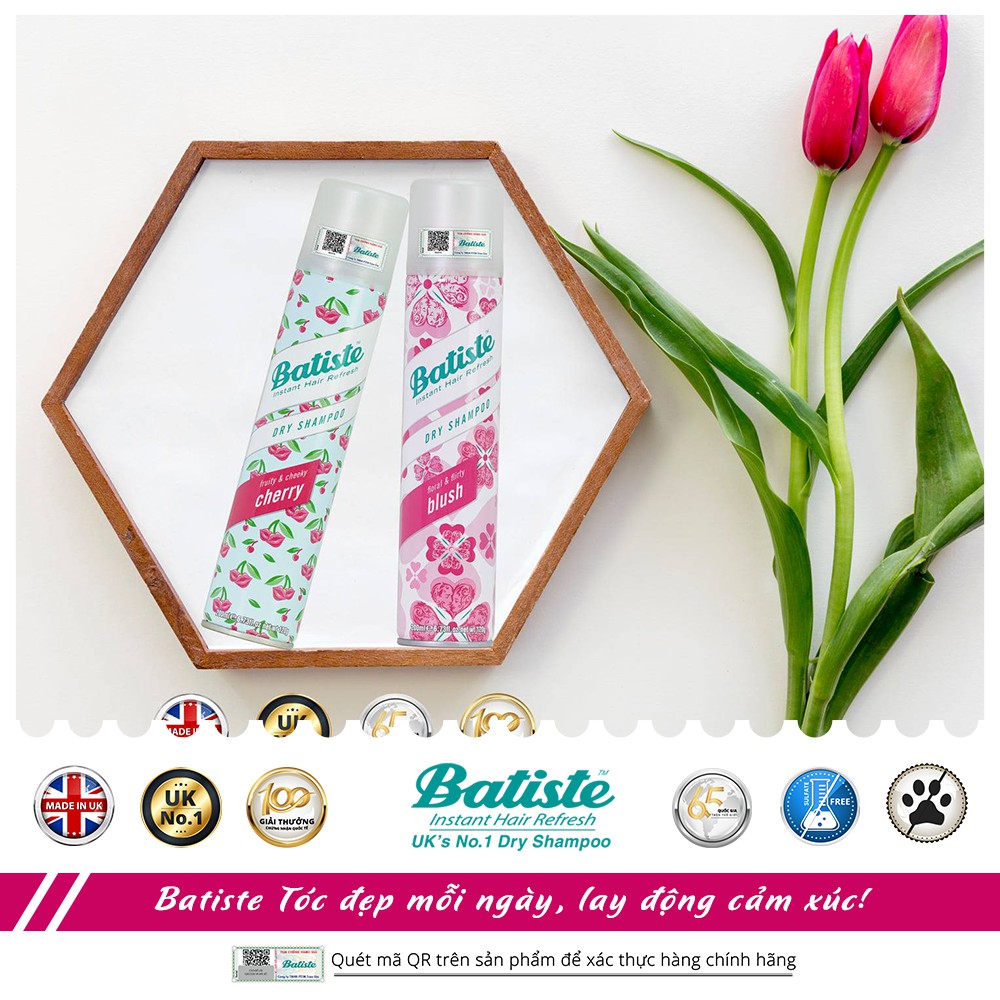 Dầu Gội Khô Batiste Hương Hoa Quyến Rũ - Batiste Dry Shampoo Floral &amp; Flirty Blush 200ml