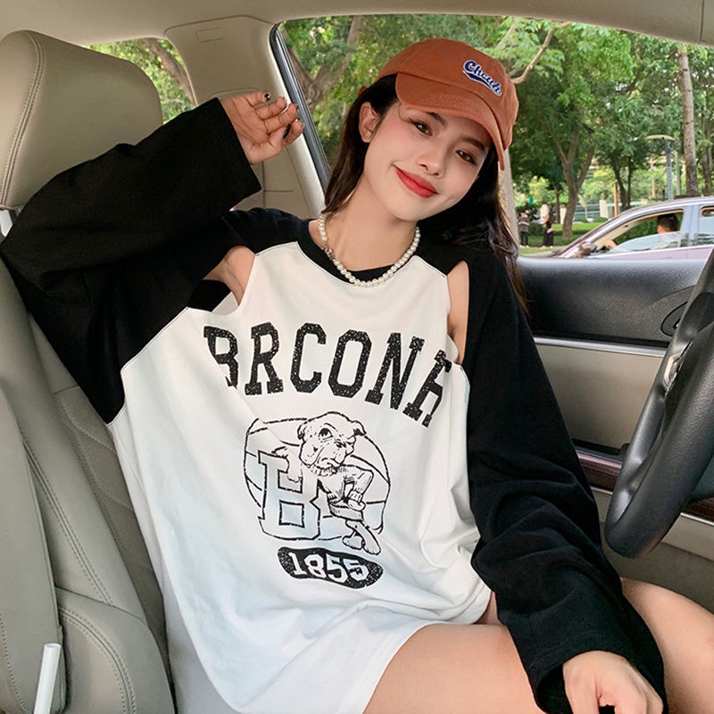 Áo Sơ Mi Chống Nắng Tay Dài Dáng Rộng Rách Cá Tính Cho Nữ