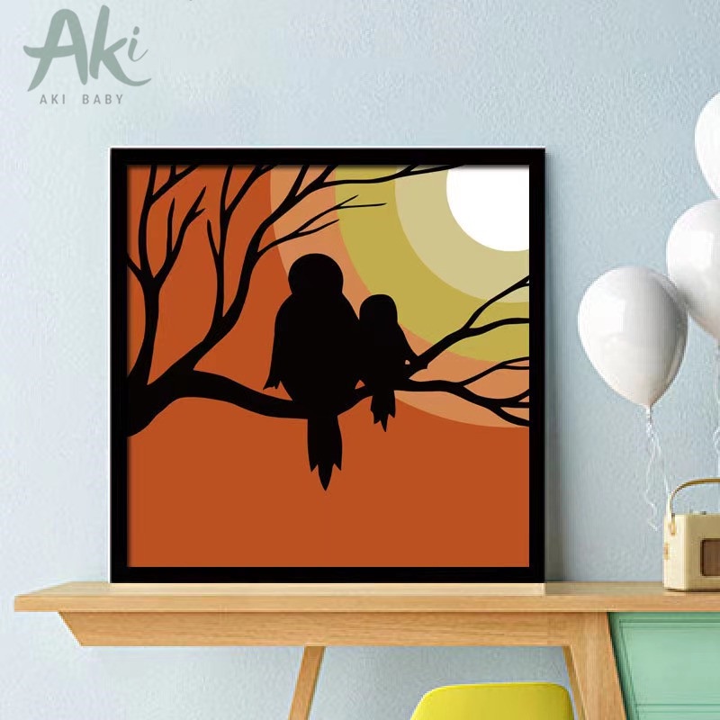 Tranh tô màu theo số có sẵn khung cho bé - Tranh sơn dầu số hóa tự tô 20x20cm chủ để tranh landscape