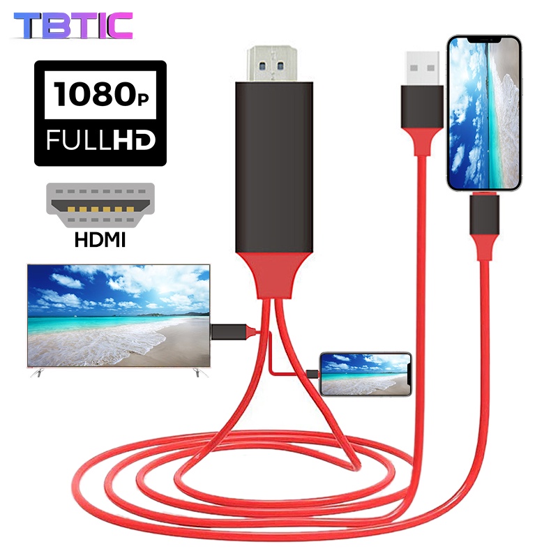 Dây Cáp Chuyển Đổi TBTIC 2M iPhone Sang HDMI AV Kỹ Thuật Số TV HDTV 60Hz 1080P Mirascreen 3 Trong 1 Cho iPhone iPad