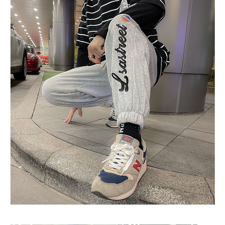 Quần Jogger Thể Thao Màu Đen Dáng Rộng Lưng Thun Co Giãn Phối Dây Rút size M-8XL Phong Cách Hàn Quốc Cho Nam Giới