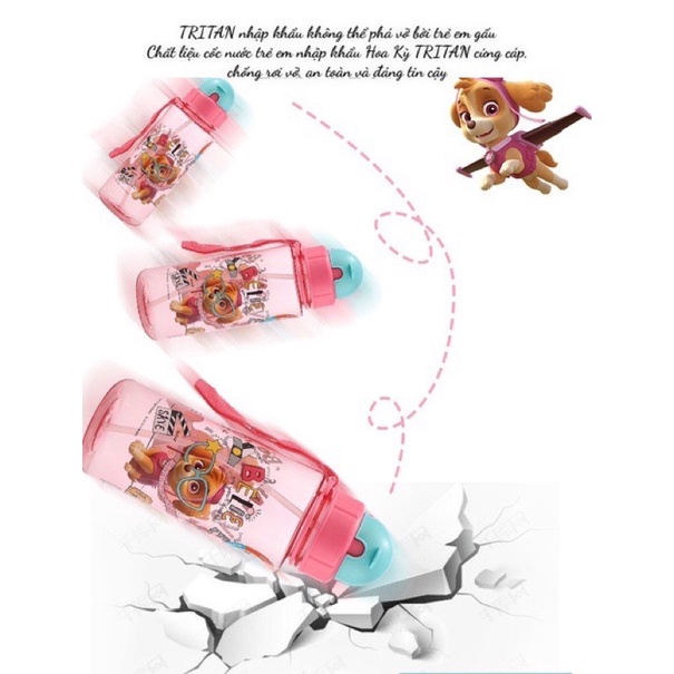 Bình nước cho bé, bình nước trẻ em paw patrol chú chó cứu hộ cho bé mang đi học đi chơi