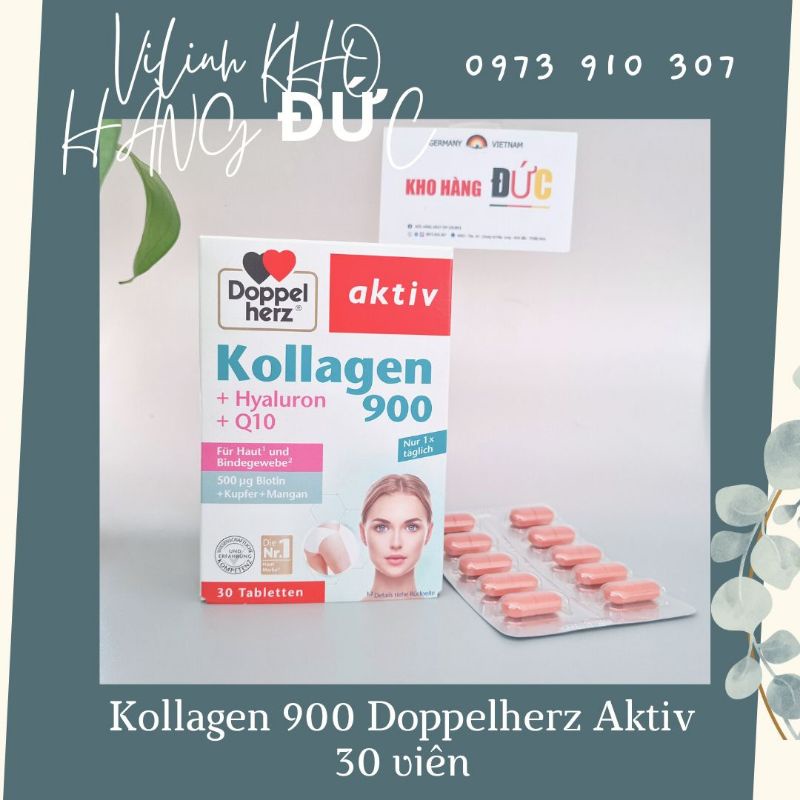 (Xem bill ảnh sau)Hộp Kollagen 900 Doppelherz aktiv 30v