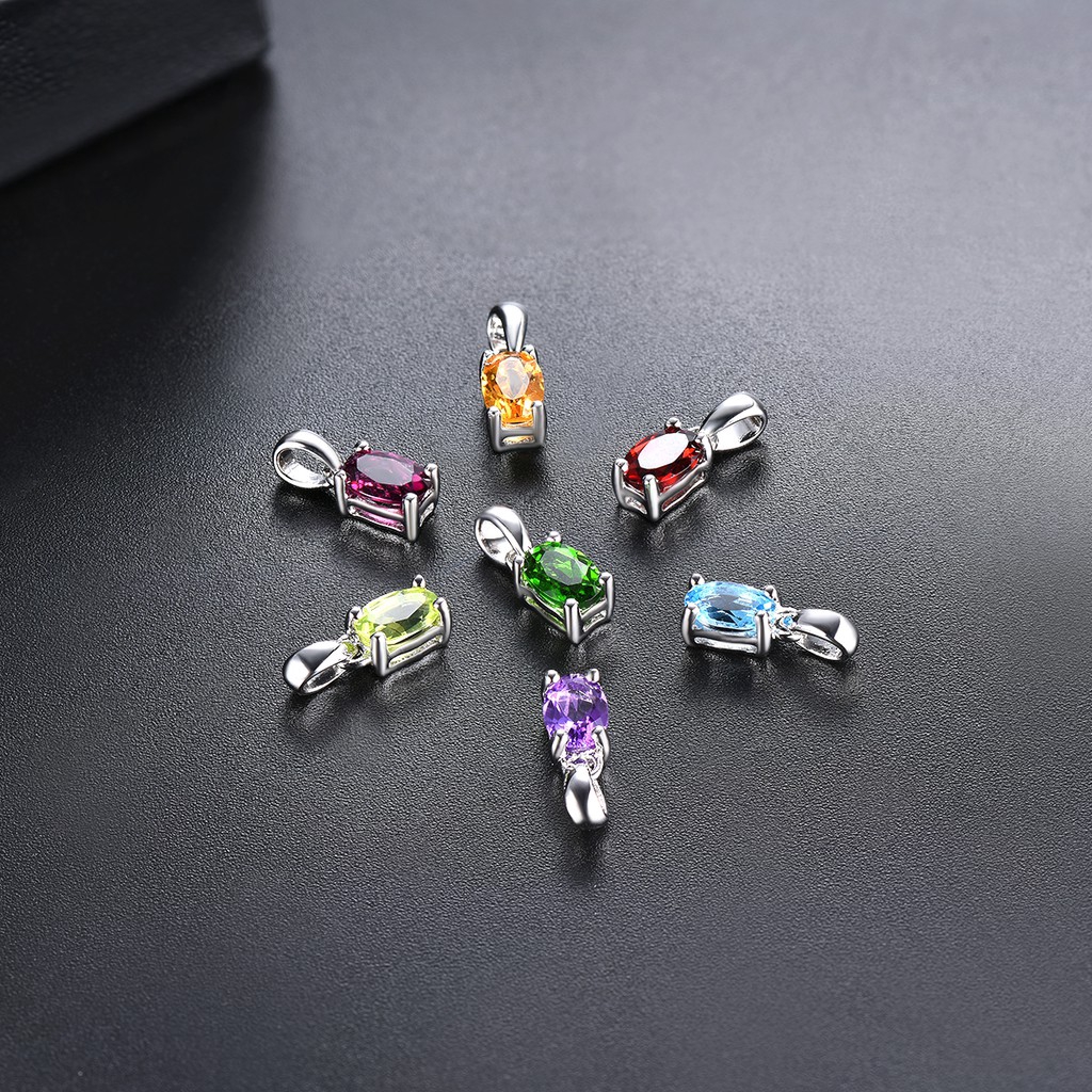 Cici Dây Chuyền Bạc 925 6x4mm Mặt oval Đính Đá Quý Đơn Giản Cho Nữ 925