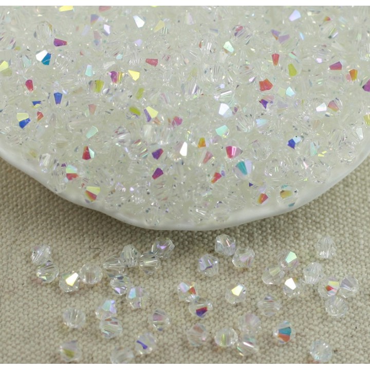 Set chuỗi hạt thủy tinh 4mm màu trắng dùng làm trang sức