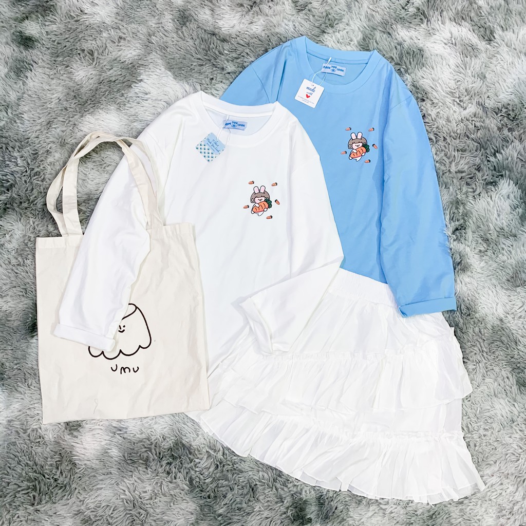 Áo Thun Tay Dài Thu Đông Unisex Thỏ Cà Rốt Ulzzang ( HÀNG ĐẸP KÈM ẢNH THẬT )