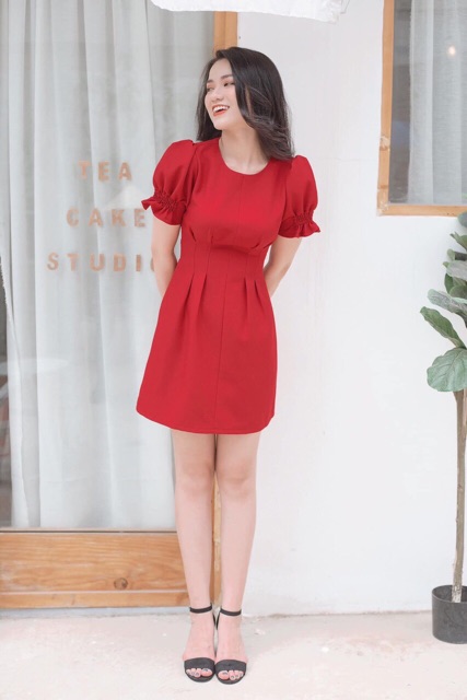Đầm xếp li thắt nơ 2 màu (kèm hình thật) | BigBuy360 - bigbuy360.vn