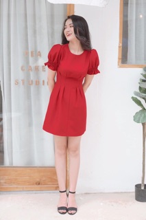 Đầm váy xếp li thắt nơ 2 màu (kèm hình thật)
