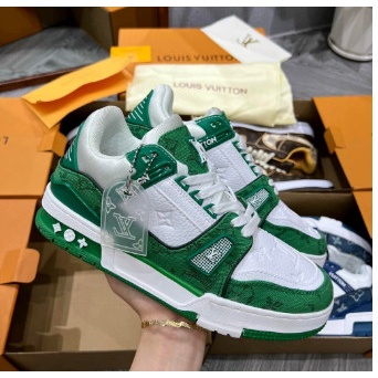 Giày Louis Vuitton LV Trainer Monogram Denim Màu Đen, Xanh Lá. Giày LV Nam Nữ Siêu Chất Hot Hit 2022